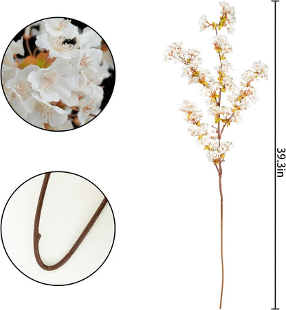 16 Pcs Artificial Silk Cherry Blossom Branches 15.7in for Vase ,Pink Peach