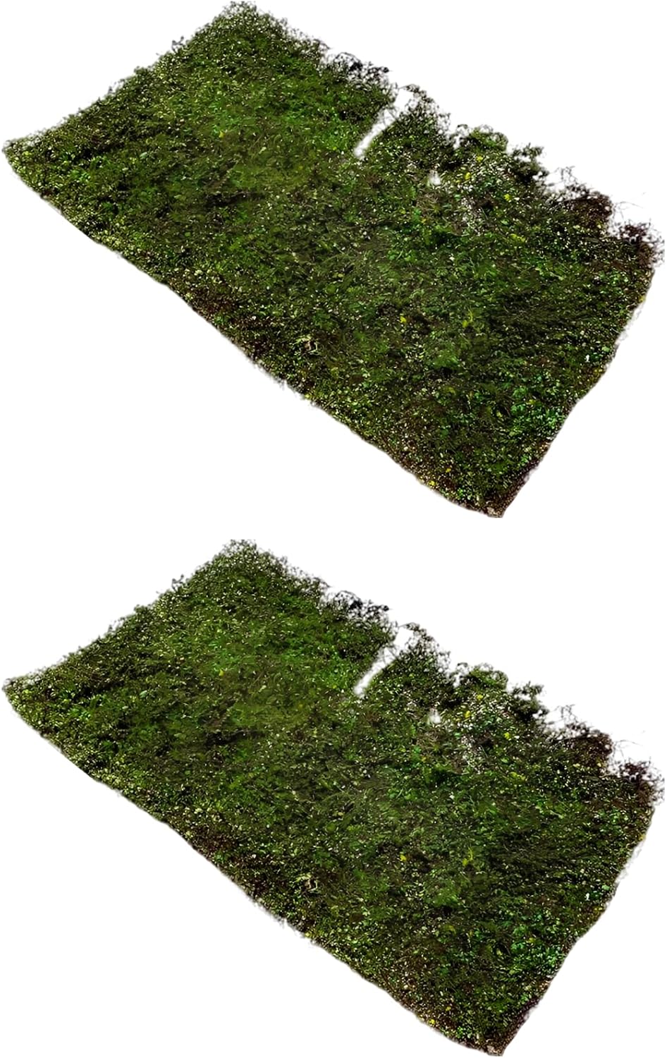 2 Pcs Artificial Moss Grass Mat, Realistic Ground Shrub Turf Model for Reptile Terrarium, Miniature Scene, DIY Decor, Nylon Resin Glue Material for Landscape Display and Crafts
