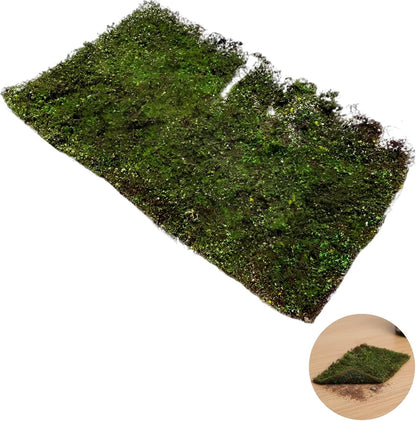 2 Pcs Artificial Moss Grass Mat, Realistic Ground Shrub Turf Model for Reptile Terrarium, Miniature Scene, DIY Decor, Nylon Resin Glue Material for Landscape Display and Crafts