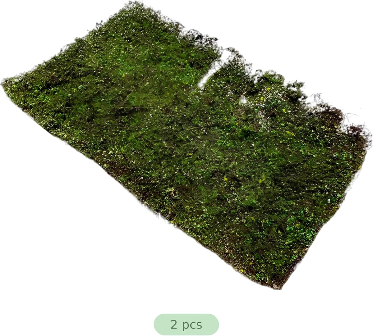 2 Pcs Artificial Moss Grass Mat, Realistic Ground Shrub Turf Model for Reptile Terrarium, Miniature Scene, DIY Decor, Nylon Resin Glue Material for Landscape Display and Crafts
