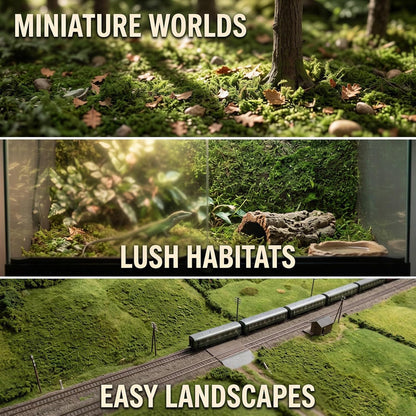 2 Pcs Artificial Moss Grass Mat, Realistic Ground Shrub Turf Model for Reptile Terrarium, Miniature Scene, DIY Decor, Nylon Resin Glue Material for Landscape Display and Crafts