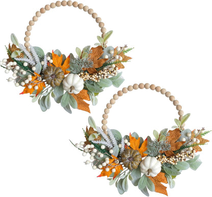 20" Harvest Fall Wreath for Front Door,Pumpkins Berries Autumn Wreaths
