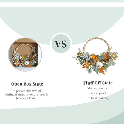 20" Harvest Fall Wreath for Front Door,Pumpkins Berries Autumn Wreaths