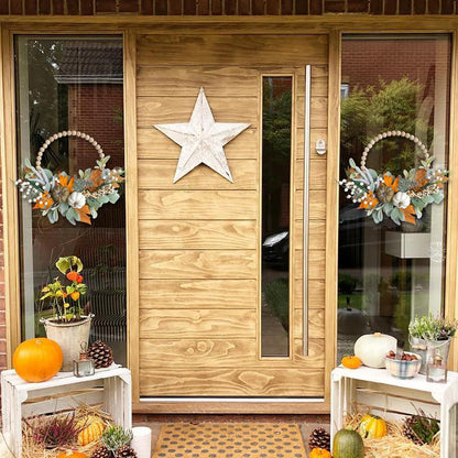 20" Harvest Fall Wreath for Front Door,Pumpkins Berries Autumn Wreaths