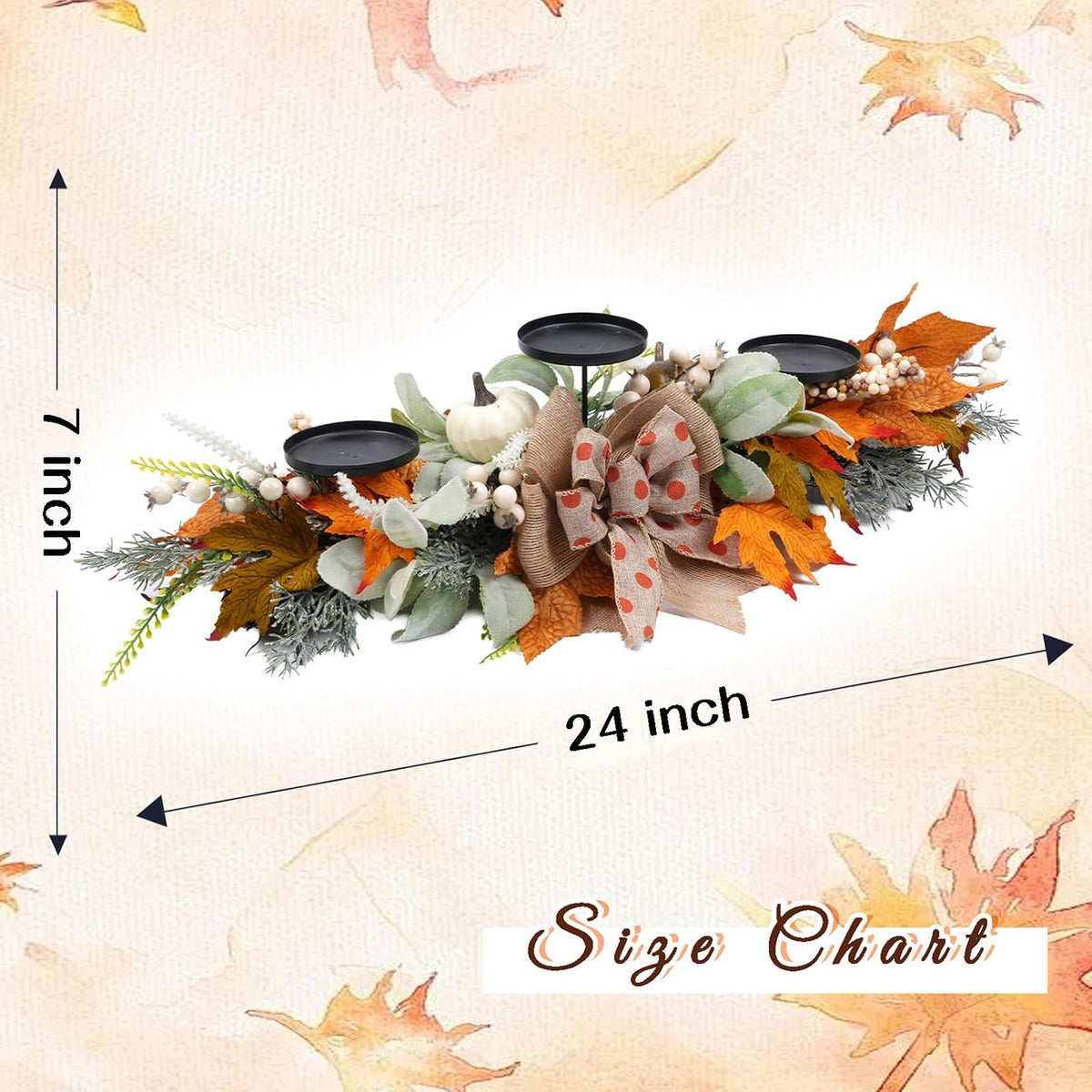 20" Harvest Fall Wreath for Front Door,Pumpkins Berries Autumn Wreaths