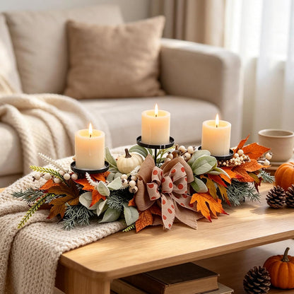 20" Harvest Fall Wreath for Front Door,Pumpkins Berries Autumn Wreaths