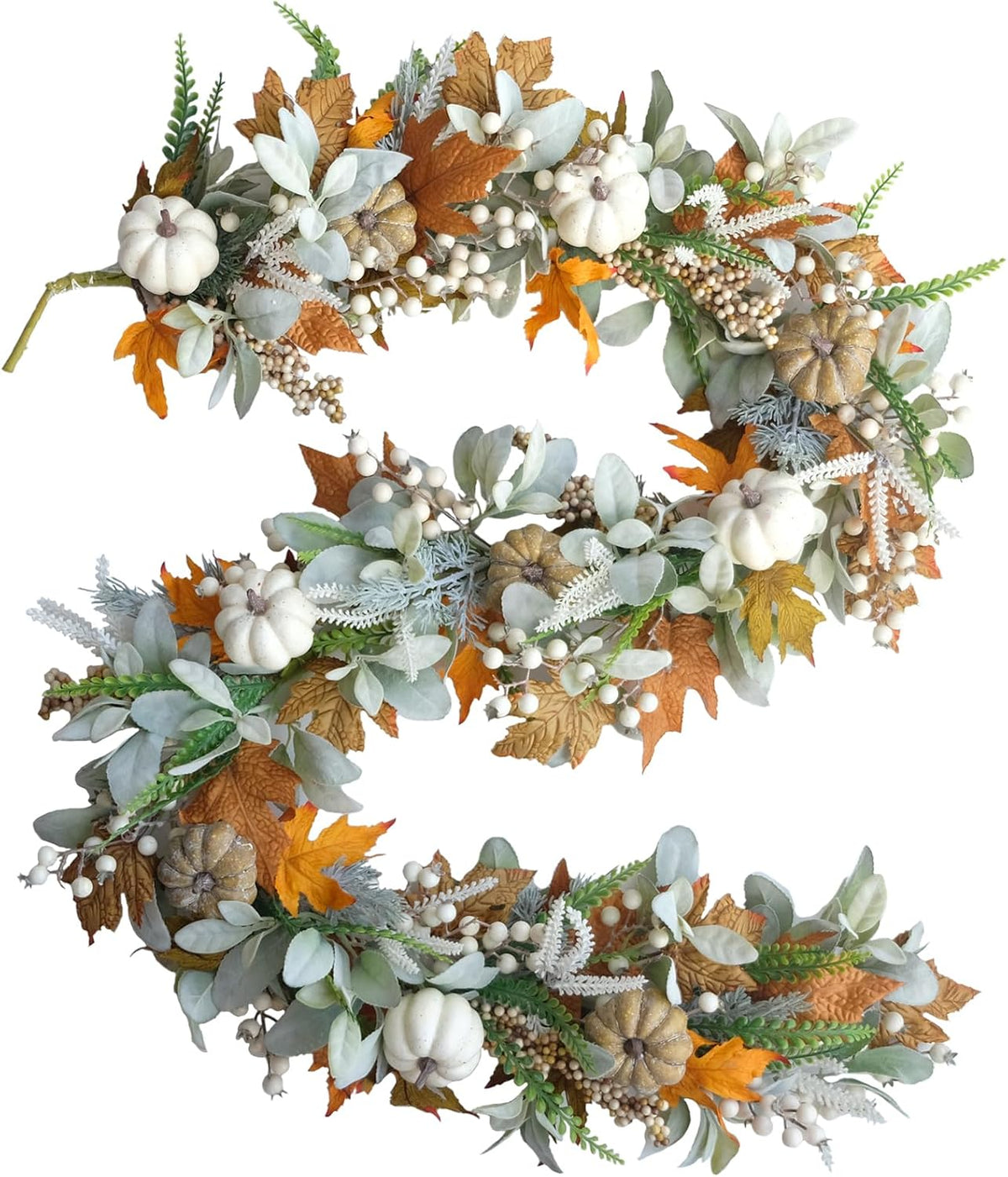 20" Harvest Fall Wreath for Front Door,Pumpkins Berries Autumn Wreaths