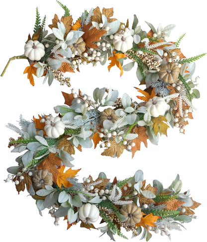 20" Harvest Fall Wreath for Front Door,Pumpkins Berries Autumn Wreaths