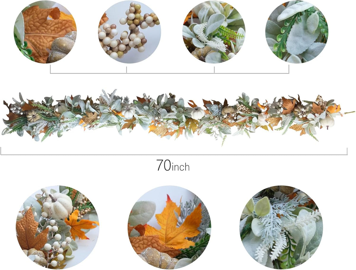 20" Harvest Fall Wreath for Front Door,Pumpkins Berries Autumn Wreaths