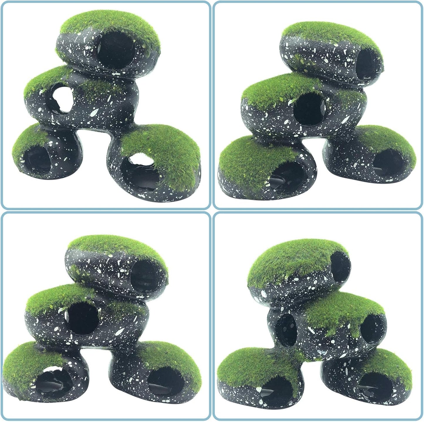 Stone Aquarium Hideaway Decoration Resin Cichlids Rock Decor with Artificial Moss Betta Cave Hideout Shelter Tunnel Fish Tank Ornament for Shrimp,Short Bream and Crayfish(L)