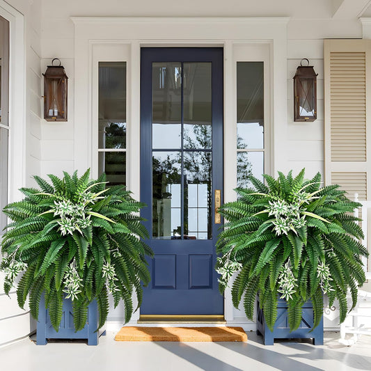 60" Large Fake Ferns, 118 Branches Artificial Ferns for Outdoors Faux Boston Fern Realistic UV Resistant for Planter Indoor Home Garden Porch Hanging Decor, 1Pcs
