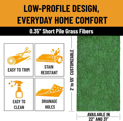 Artificial Grass Outdoor Runner Rug 2'7" x 10' – Waterproof Astro Turf with Drainage Holes – Patio & Lawn Decoration, Easy-Clean Dog Grass Mat | Waterproof Fake Grass Turf Runner for Patio, Porch & Lawn, Indoor Outdoor Astro Turf Rug with Drainage Holes,