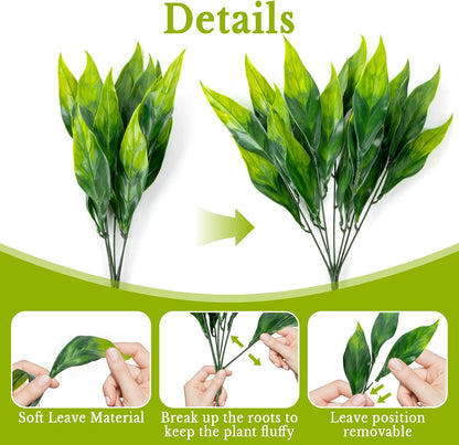 4PCS Artificial Greenery Stems - 13.7" Lucky Bamboo Leaves