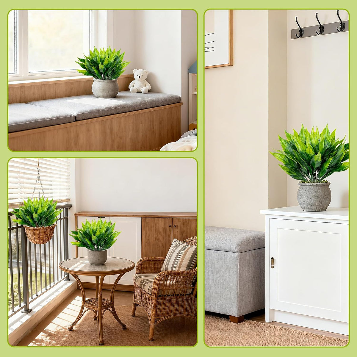 4PCS Artificial Greenery Stems - 13.7" Lucky Bamboo Leaves
