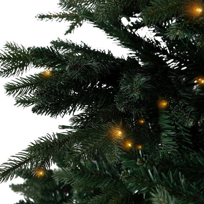 Cynthia 7.5ft Prelit Aritificial Christmas Tree with 3661 Branch Tips, 800 Warm Lights and Metal Stand, 60" Wide Realistic Rustic Christmas Tree with Lights