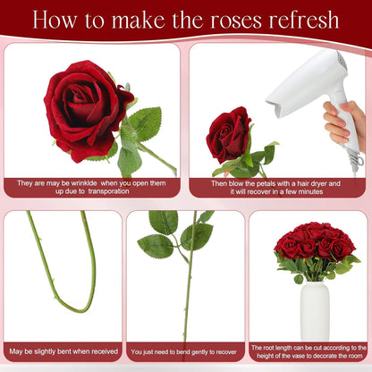 50 Pcs Artificial Rose Flower Bulk Realistic Silk Fake Roses with Long Stem Plastic Artificial Flower Bouquet Real Looking for Home Wedding Centerpieces Party Decoration(Beige Champagne)