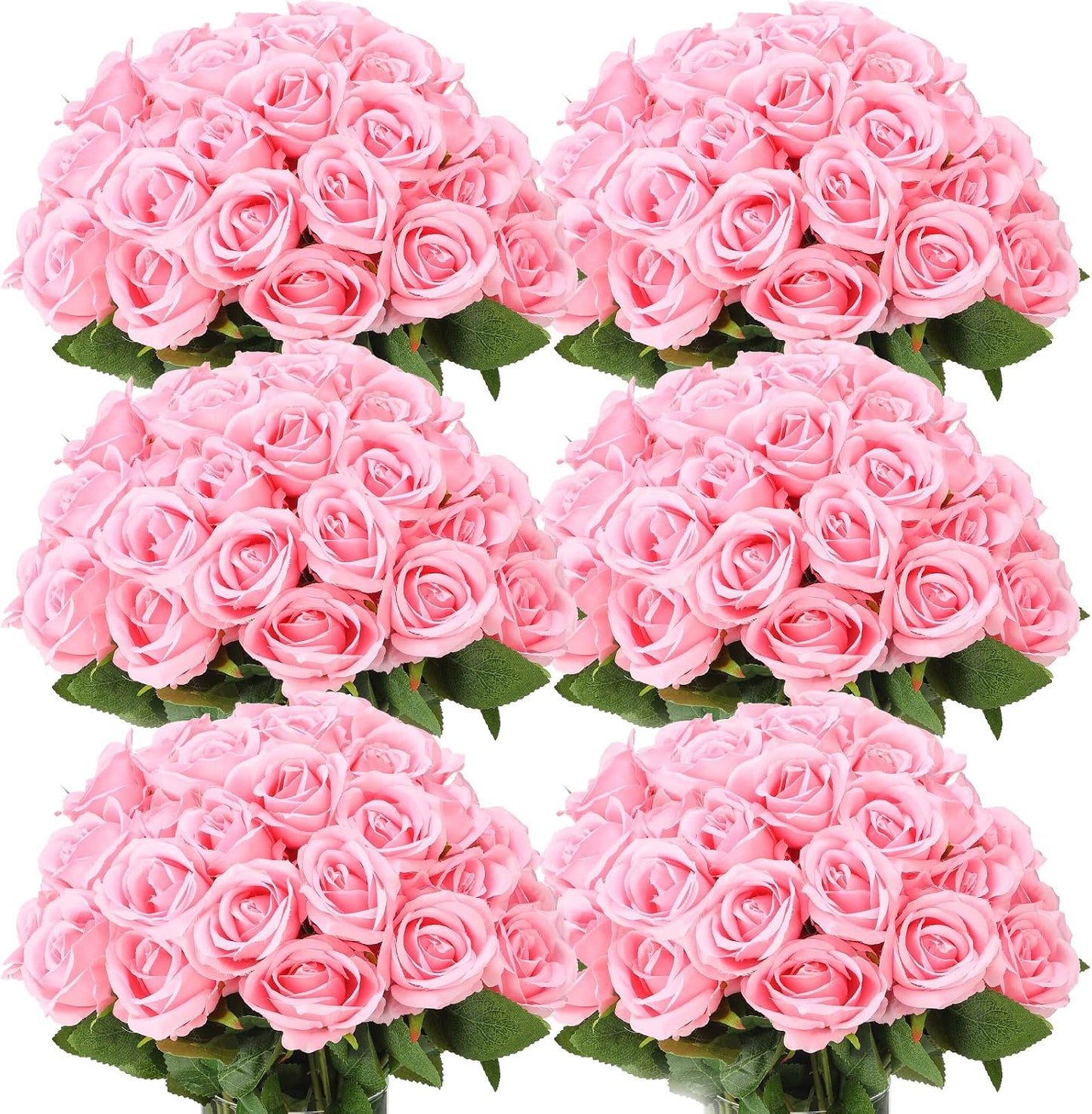 50 Pcs Artificial Rose Flower Bulk Realistic Silk Fake Roses with Long Stem Plastic Artificial Flower Bouquet Real Looking for Home Wedding Centerpieces Party Decoration(Beige Champagne)