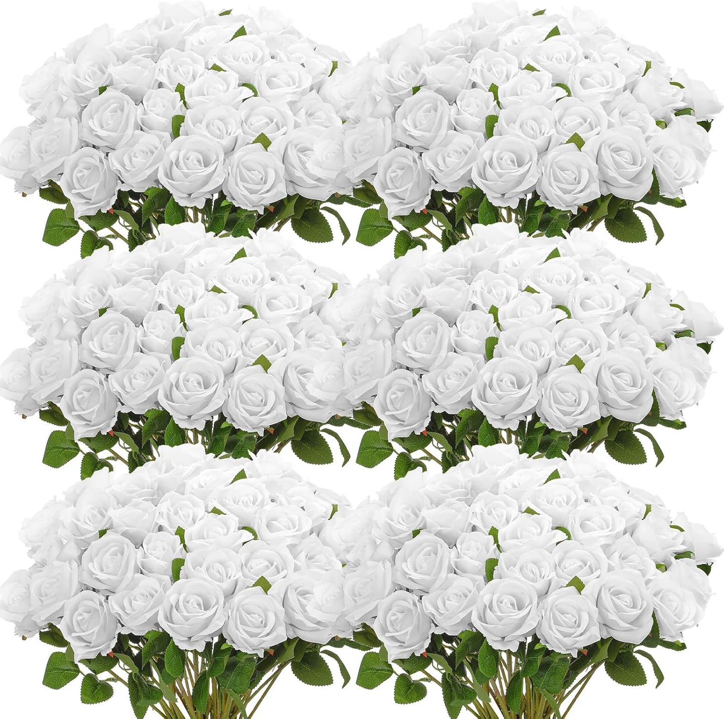 50 Pcs Artificial Rose Flower Bulk Realistic Silk Fake Roses with Long Stem Plastic Artificial Flower Bouquet Real Looking for Home Wedding Centerpieces Party Decoration(Beige Champagne)
