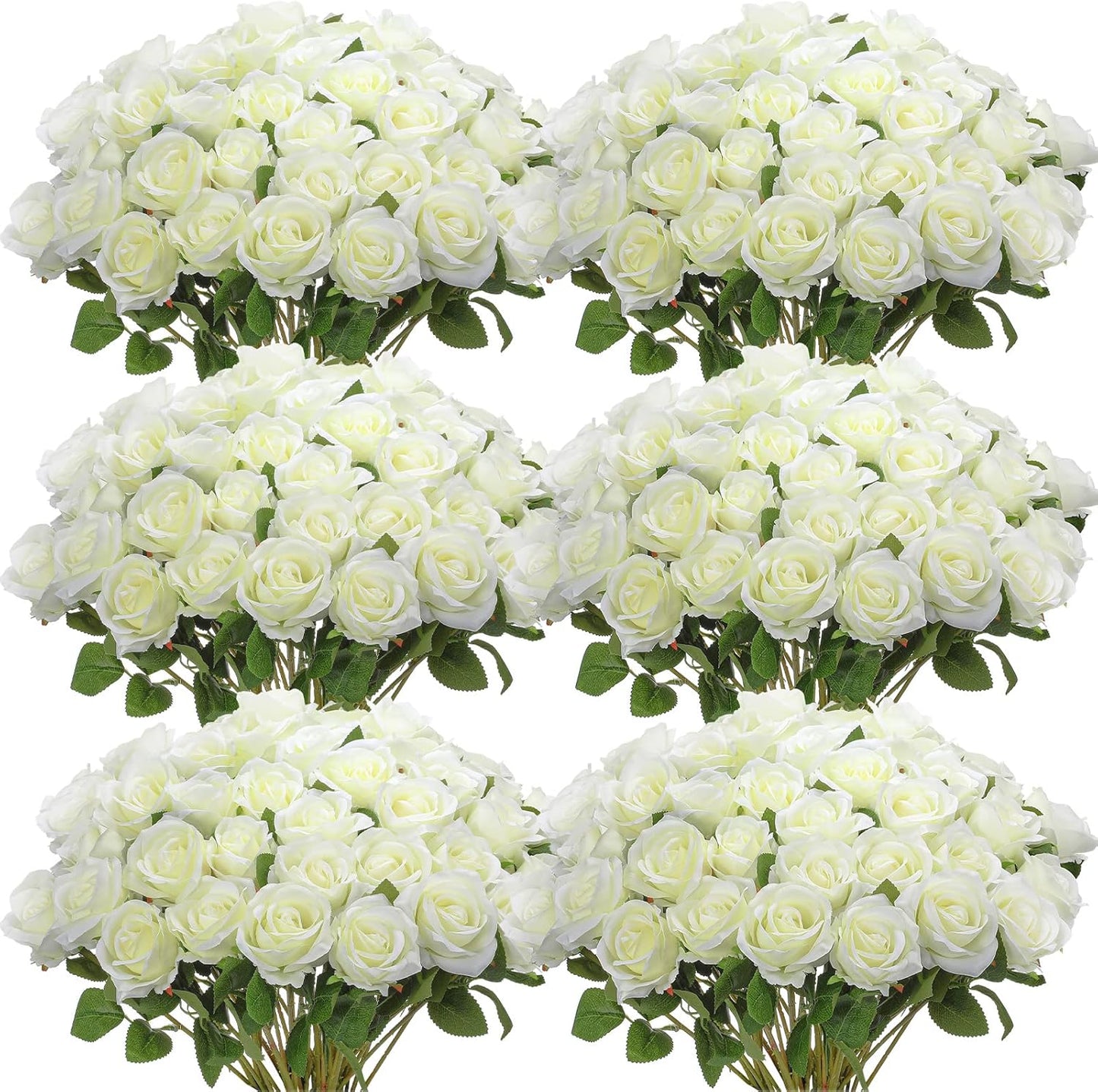 50 Pcs Artificial Rose Flower Bulk Realistic Silk Fake Roses with Long Stem Plastic Artificial Flower Bouquet Real Looking for Home Wedding Centerpieces Party Decoration(Beige Champagne)
