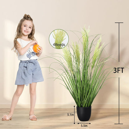 3ft/35in Artificial Plants Outdoor Indoor,Fake Onion Grass In Pot