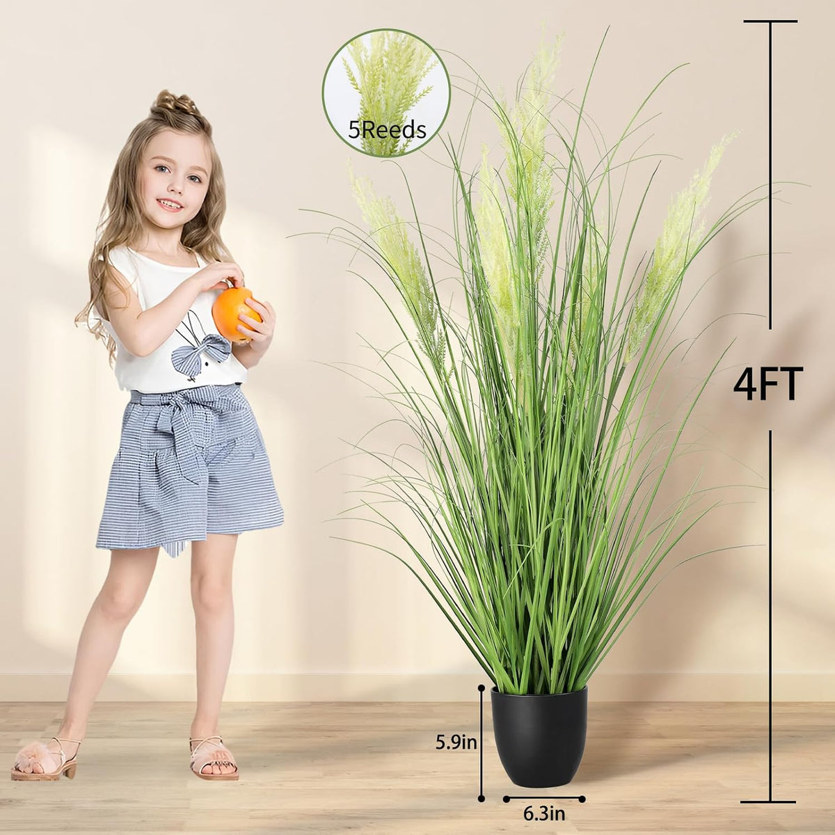 3ft/35in Artificial Plants Outdoor Indoor,Fake Onion Grass In Pot