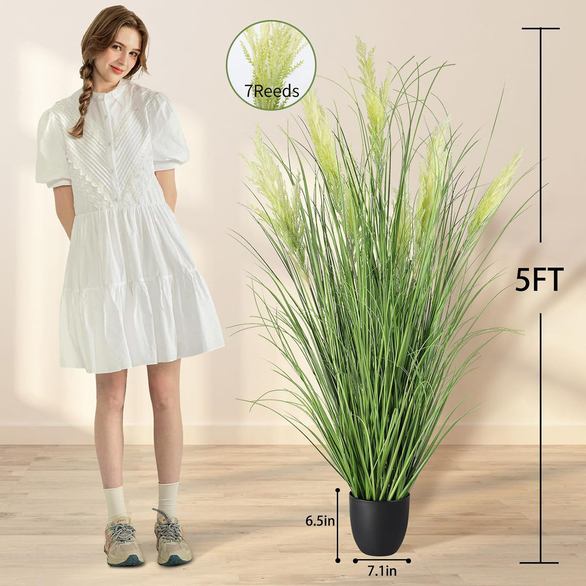 3ft/35in Artificial Plants Outdoor Indoor,Fake Onion Grass In Pot