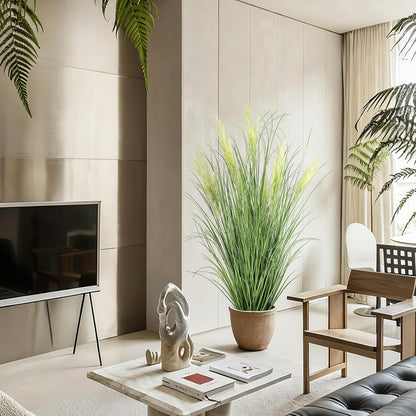 3ft/35in Artificial Plants Outdoor Indoor,Fake Onion Grass In Pot