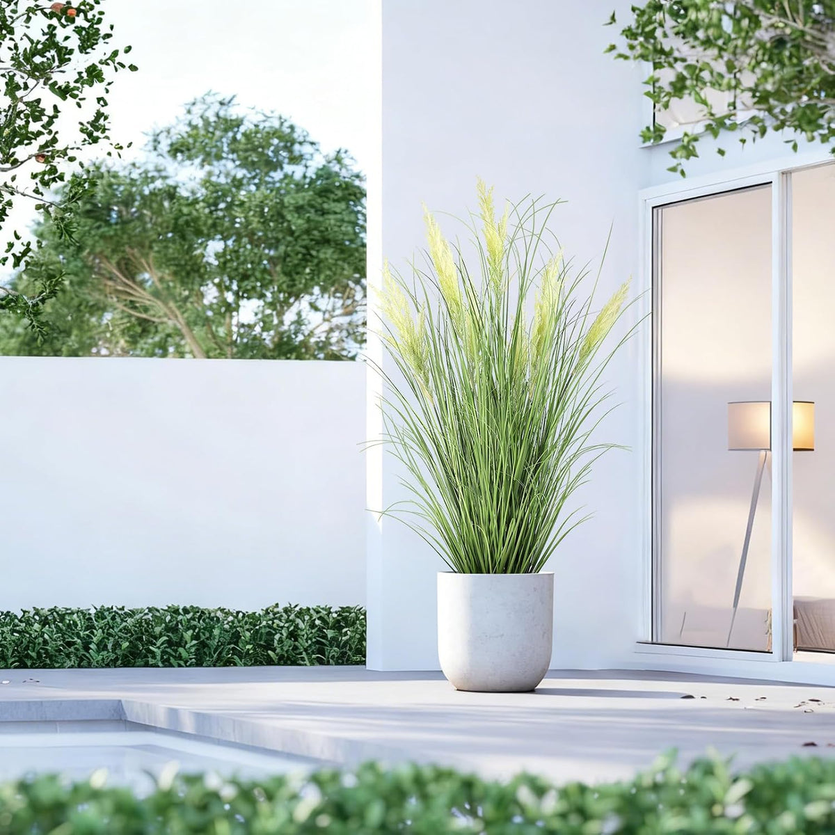 3ft/35in Artificial Plants Outdoor Indoor,Fake Onion Grass In Pot