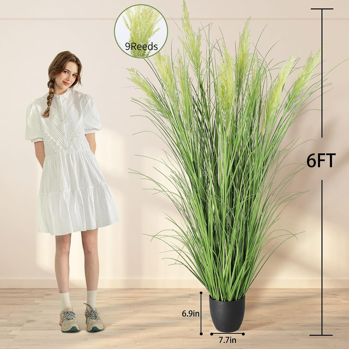 3ft/35in Artificial Plants Outdoor Indoor,Fake Onion Grass In Pot