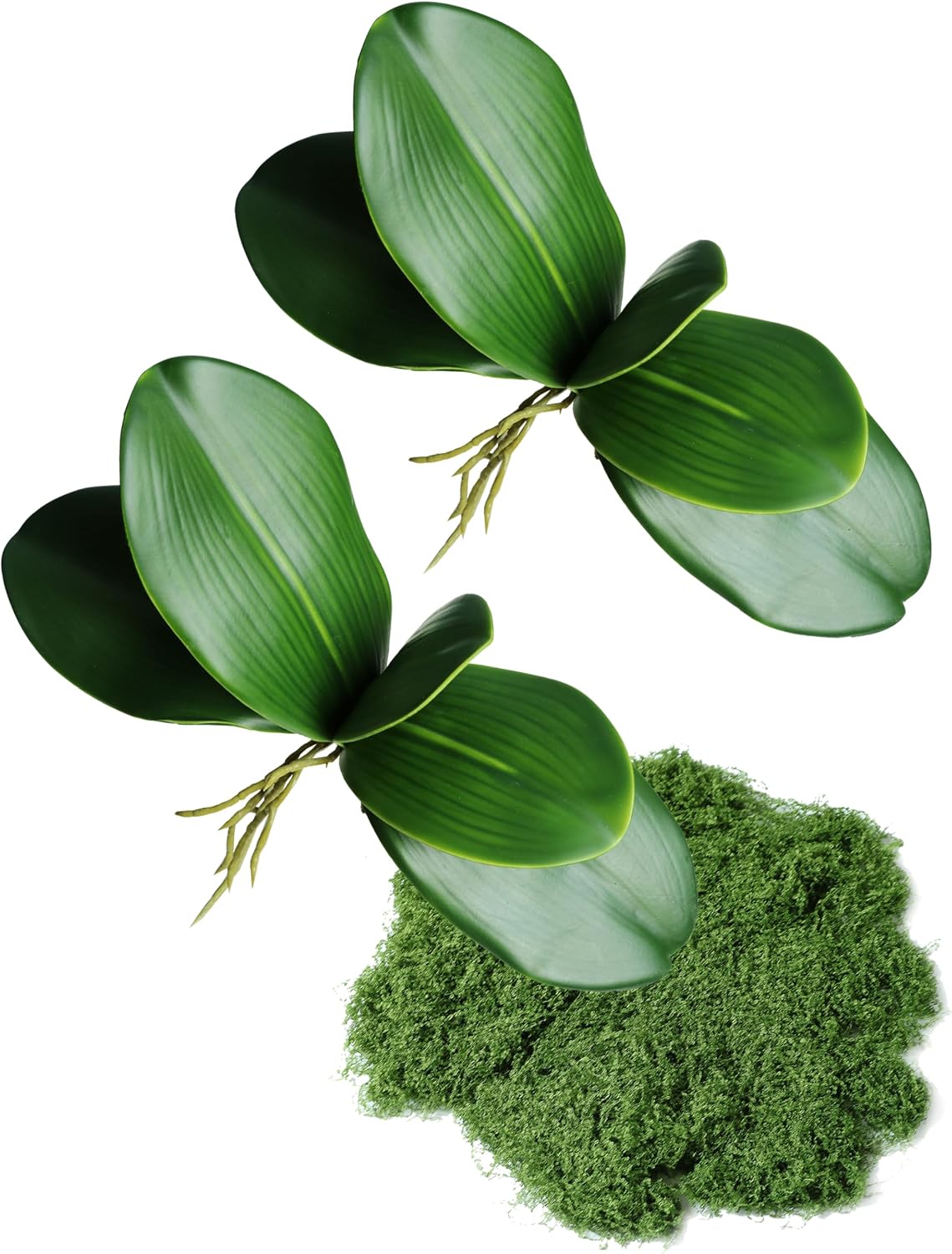 2pcs Real Touch Orchid Stems Green Fake Leaves Phalaenopsis Orchids Artificial Flowers Greenery Fake Plant Leaf for Vase Filler Flower Arrangements Supplies Cymbidium Pot Decor