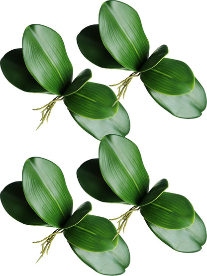 2pcs Real Touch Orchid Stems Green Fake Leaves Phalaenopsis Orchids Artificial Flowers Greenery Fake Plant Leaf for Vase Filler Flower Arrangements Supplies Cymbidium Pot Decor