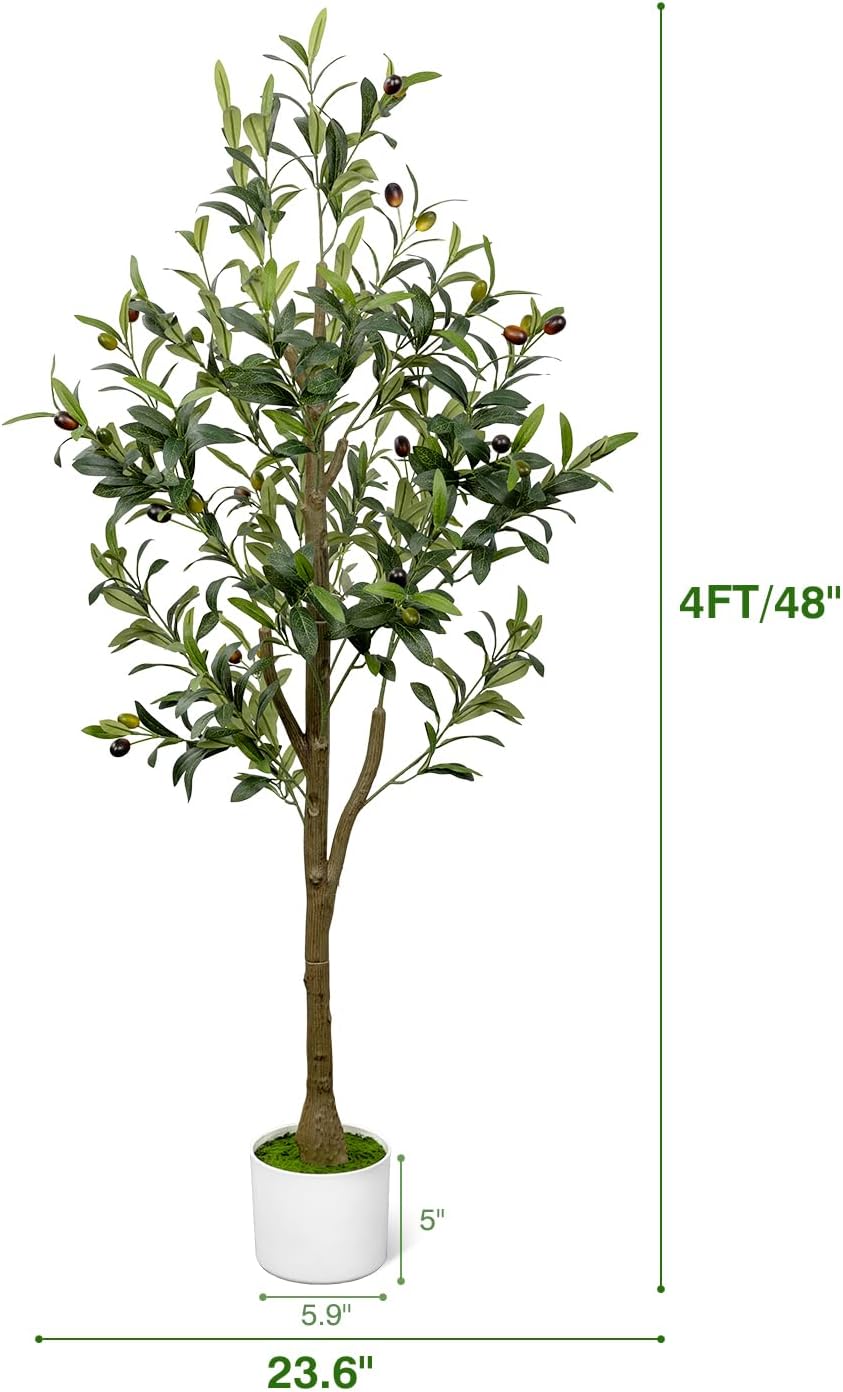 4FT Artificial Olive Tree Indoor Tall Faux with Planter