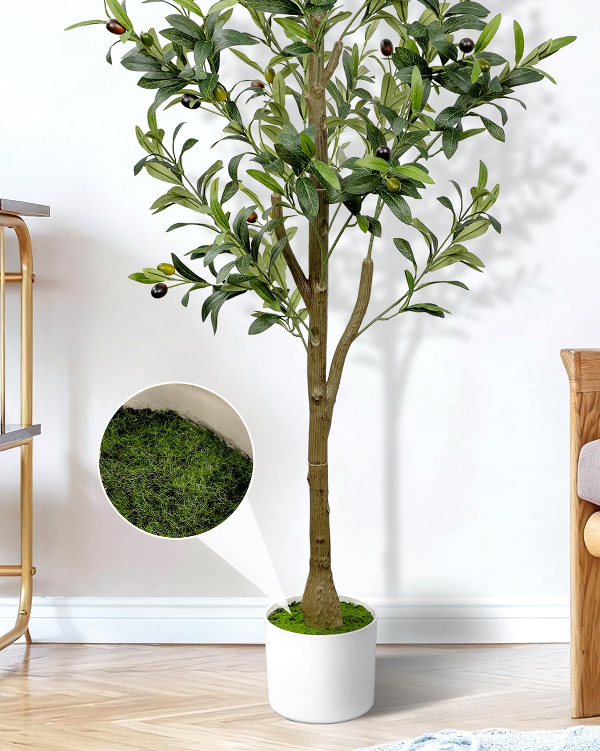 4FT Artificial Olive Tree Indoor Tall Faux with Planter