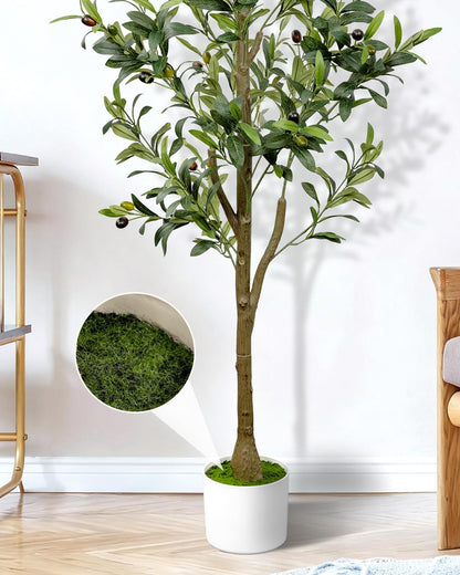 4FT Artificial Olive Tree Indoor Tall Faux with Planter