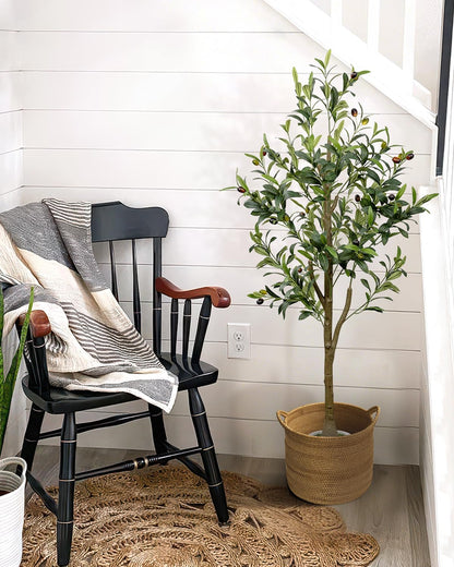 4FT Artificial Olive Tree Indoor Tall Faux with Planter