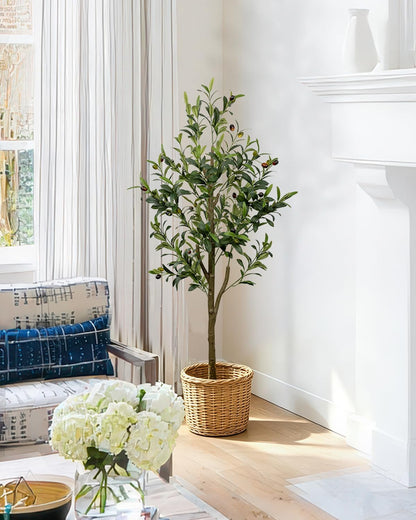 4FT Artificial Olive Tree Indoor Tall Faux with Planter
