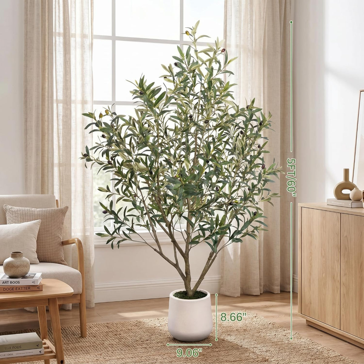4FT Artificial Olive Tree Indoor Tall Faux with Planter