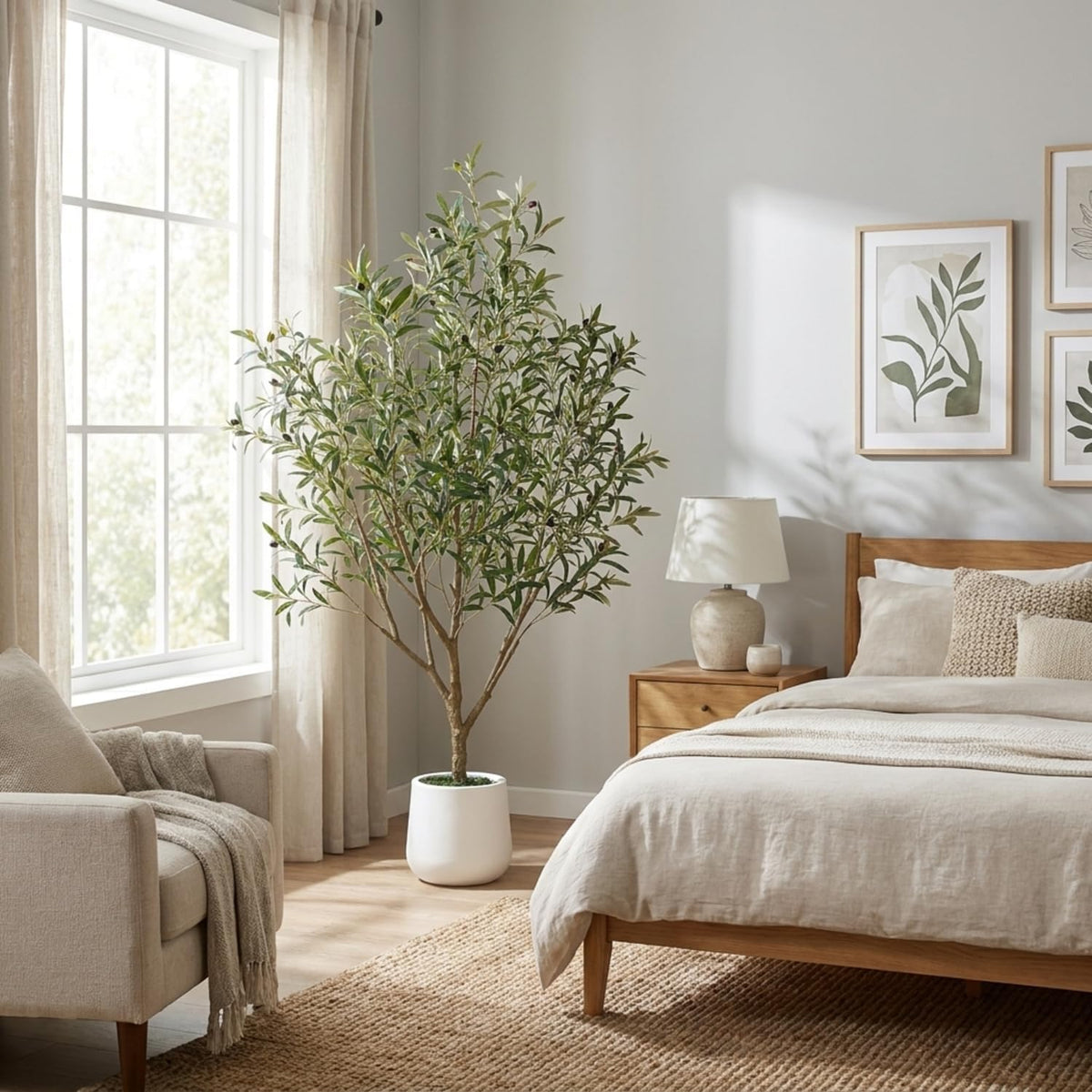 4FT Artificial Olive Tree Indoor Tall Faux with Planter
