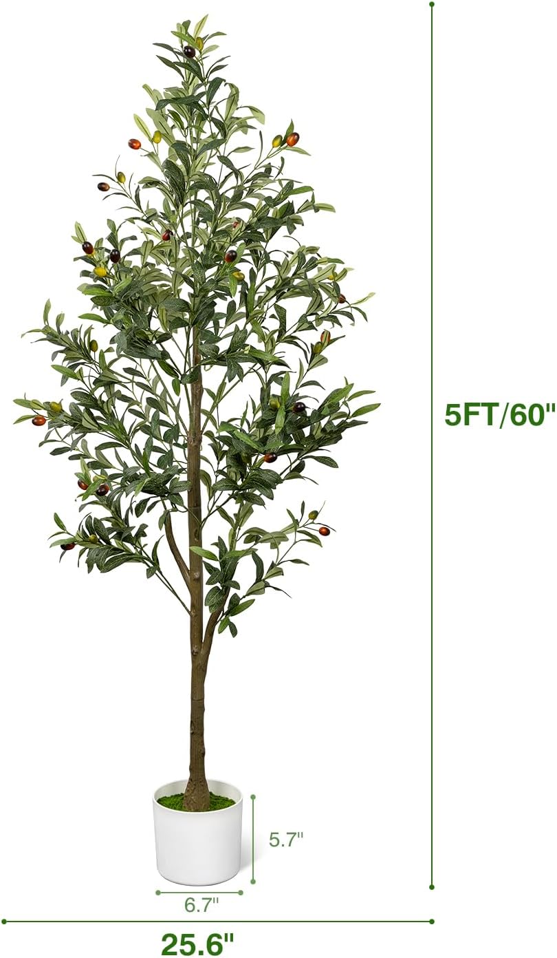 4FT Artificial Olive Tree Indoor Tall Faux with Planter