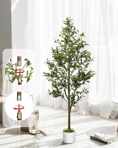 4FT Artificial Olive Tree Indoor Tall Faux with Planter