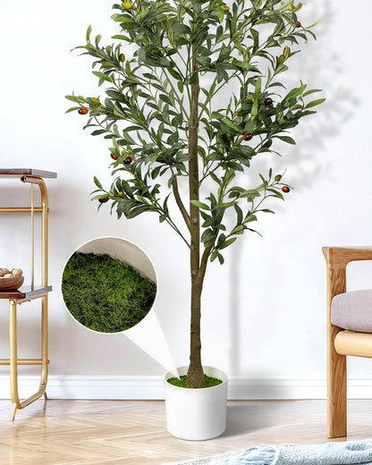 4FT Artificial Olive Tree Indoor Tall Faux with Planter