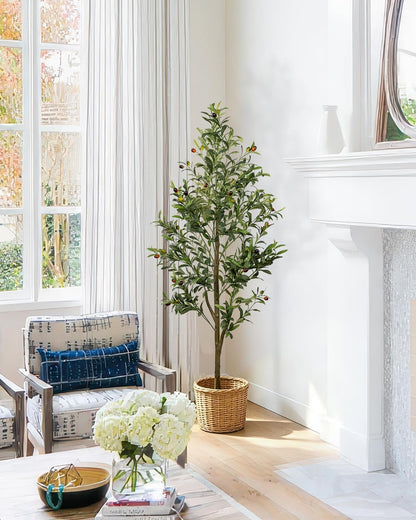4FT Artificial Olive Tree Indoor Tall Faux with Planter