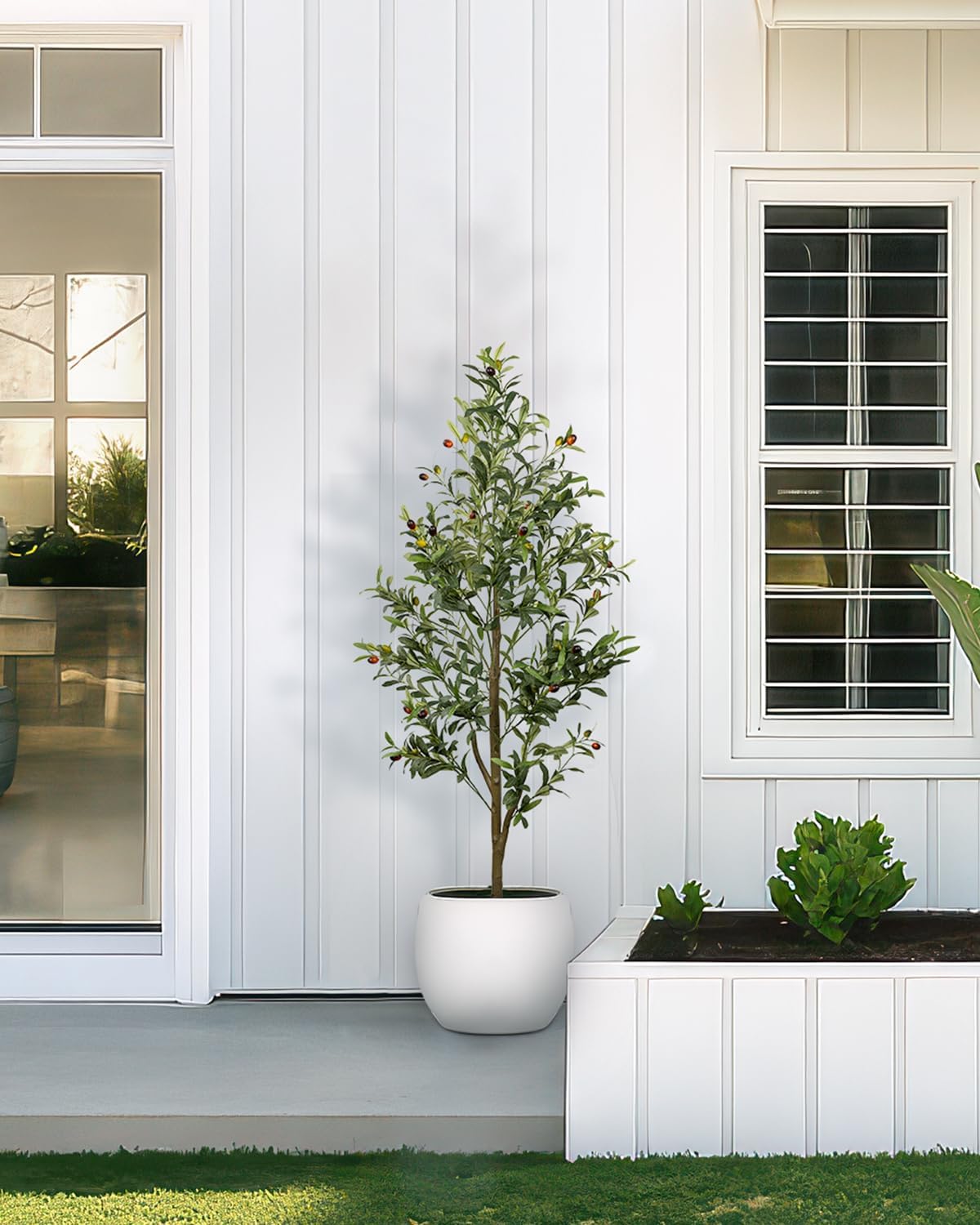 4FT Artificial Olive Tree Indoor Tall Faux with Planter