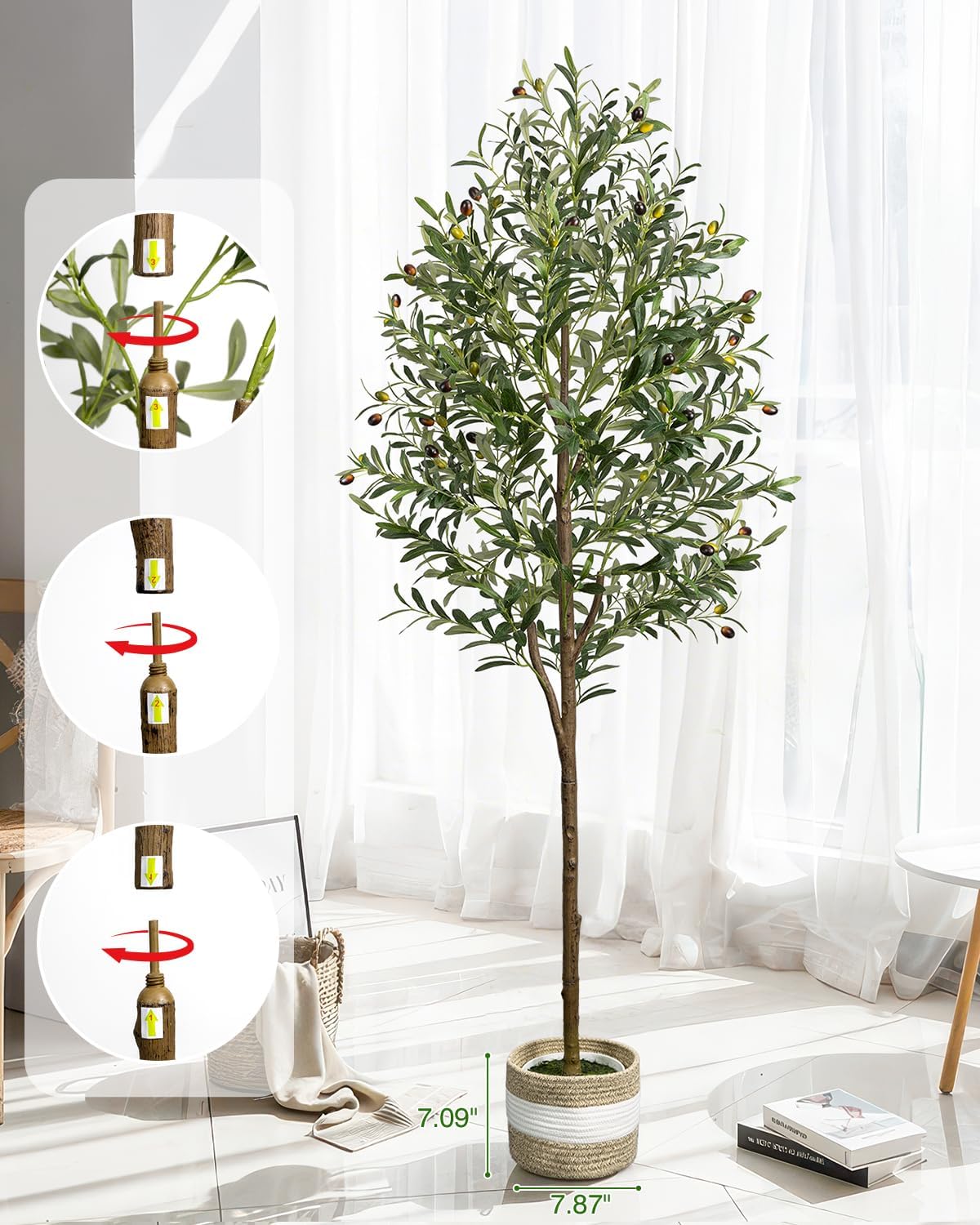 4FT Artificial Olive Tree Indoor Tall Faux with Planter