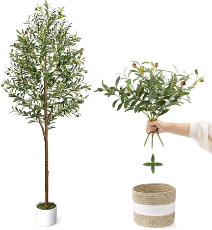 4FT Artificial Olive Tree Indoor Tall Faux with Planter