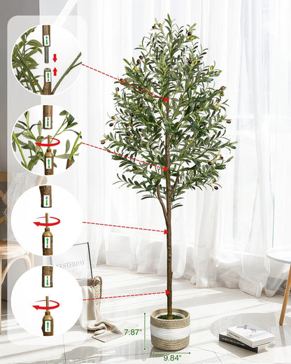 4FT Artificial Olive Tree Indoor Tall Faux with Planter