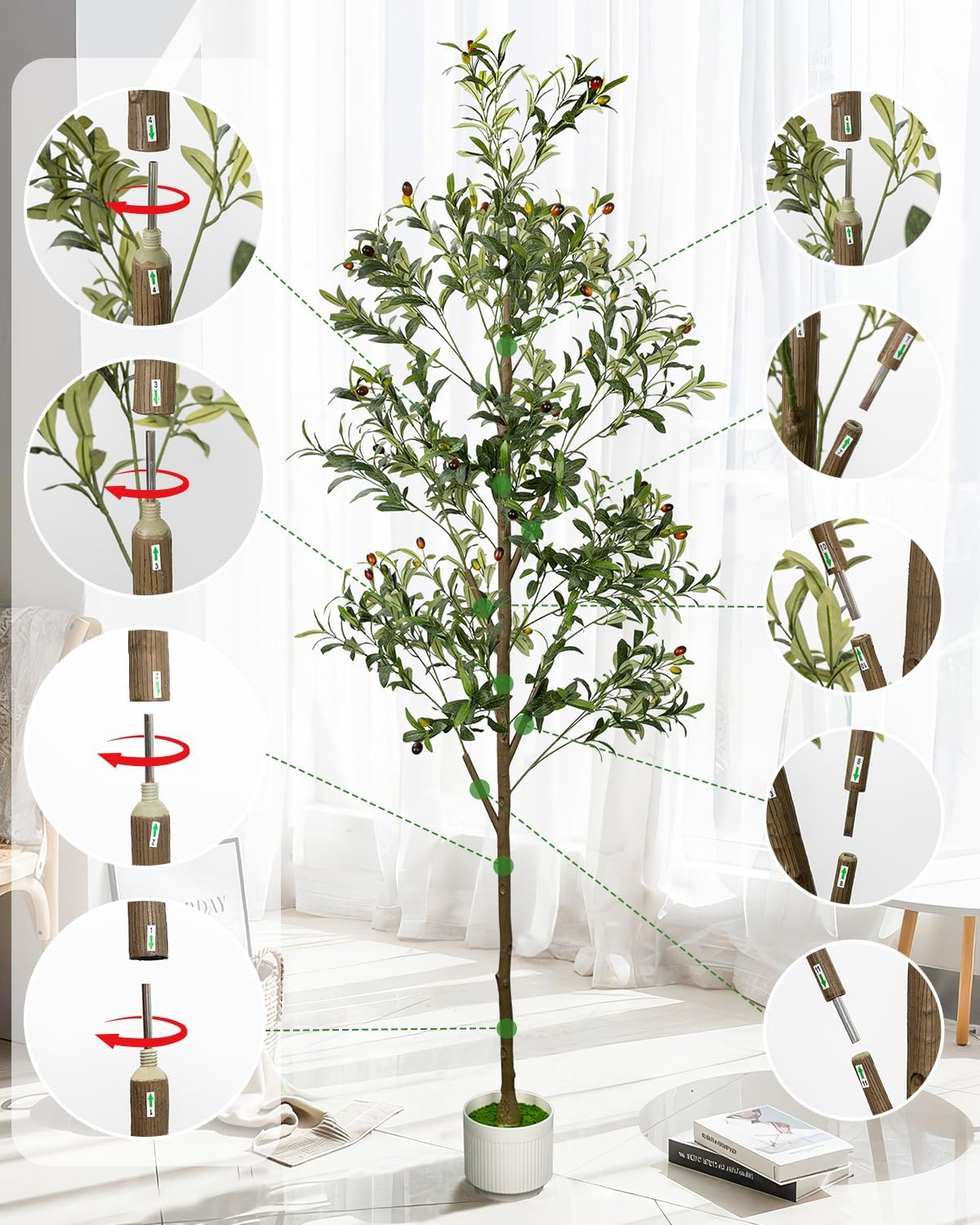 4FT Artificial Olive Tree Indoor Tall Faux with Planter