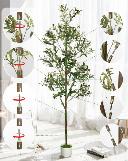 4FT Artificial Olive Tree Indoor Tall Faux with Planter