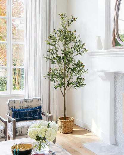 4FT Artificial Olive Tree Indoor Tall Faux with Planter