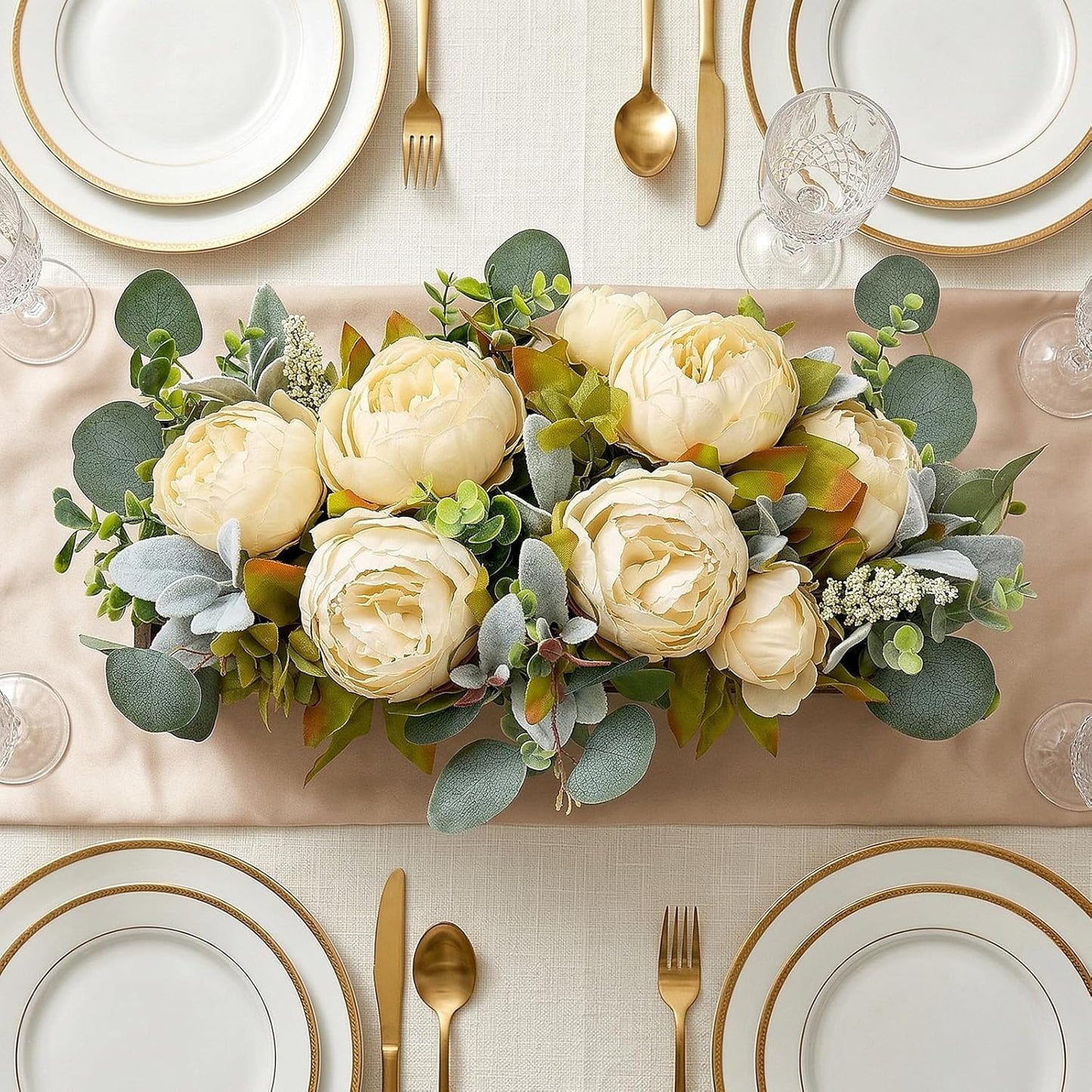 Pre-Made Floral Centerpieces for Dining Table - Pink | Artificial Peonies Hydrangea Centerpieces for Table Fake Flower Decorations for Wedding Living Room Party Bar Kitchen Table